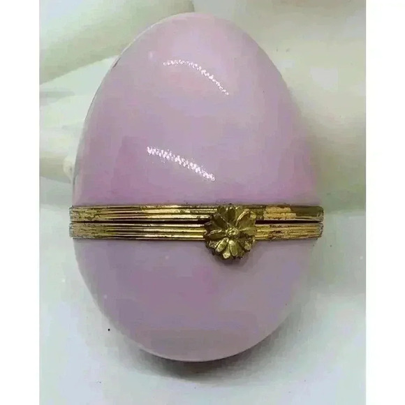 Vintage Limoges France Trinket Box Egg Solid Pink Undecorated Blank 1950 Malbec - Picture 1 of 11